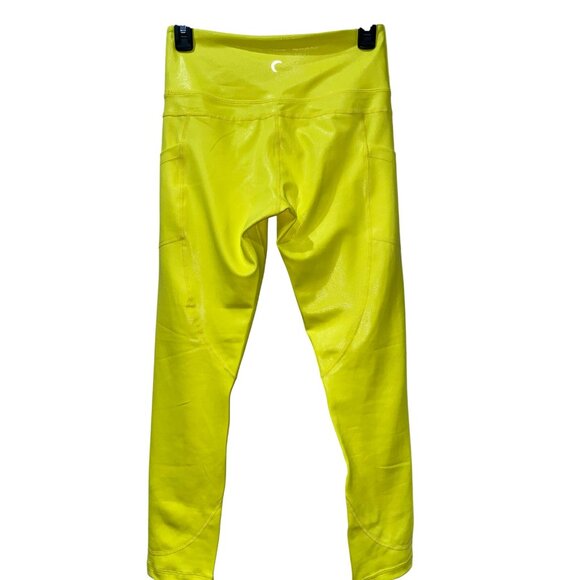 Zyia Active Neon Yellow Metallic Pocket Light N Tight Hi-Rise 7/8 Leggings (6-8 - Picture 2 of 6